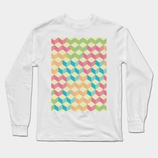 Sugar Cubes Geometric Pattern Long Sleeve T-Shirt